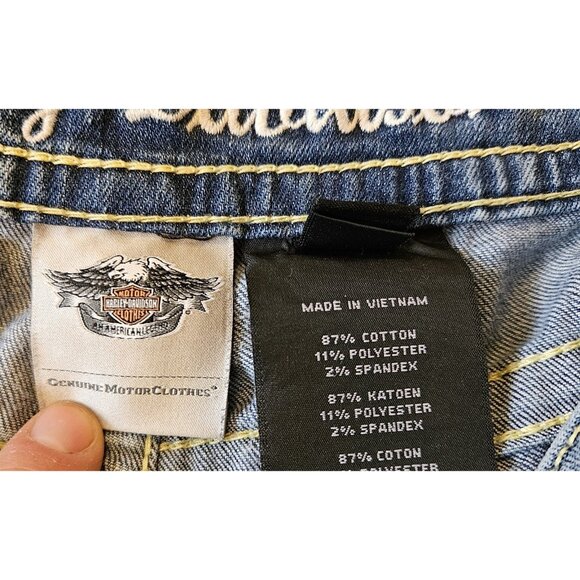 Harley-Davidson Women’s Tapered Jeans Embroidered Rhinestone 28W Sz:6 Y2K - Picture 16 of 16